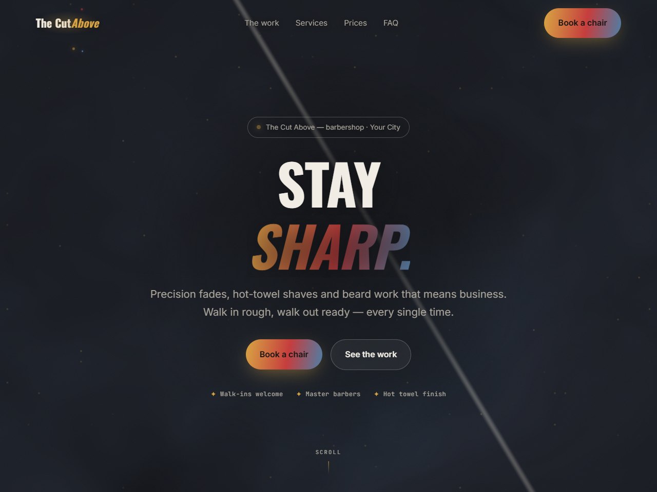 The Cut Above barbershop demo website