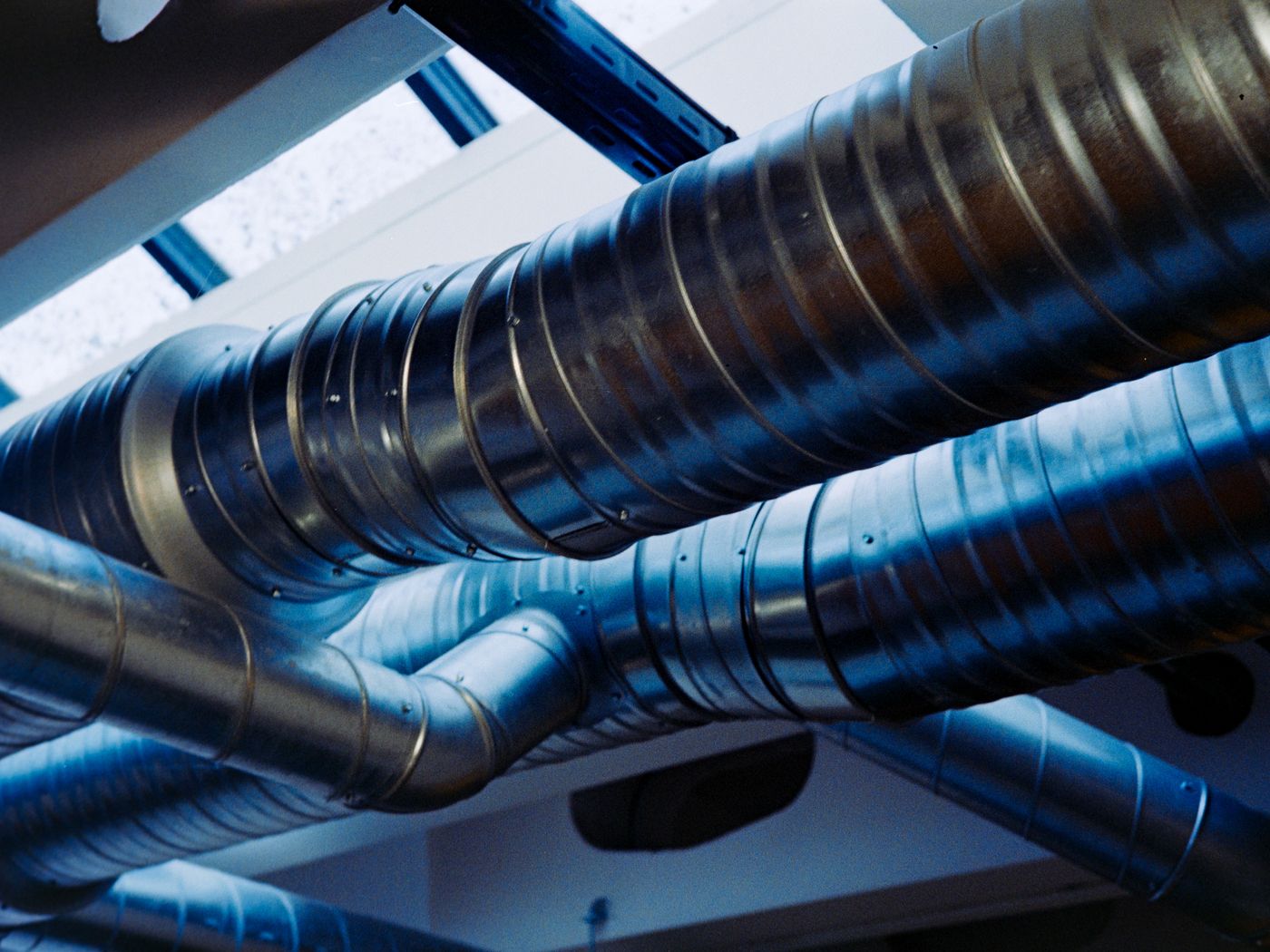Ductwork running through an attic space