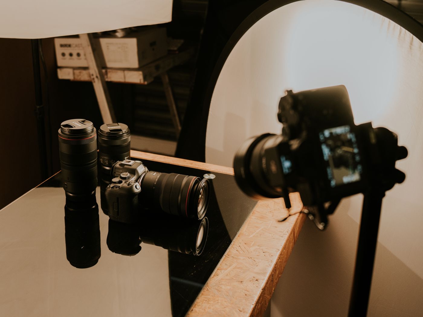 A product being photographed in a studio